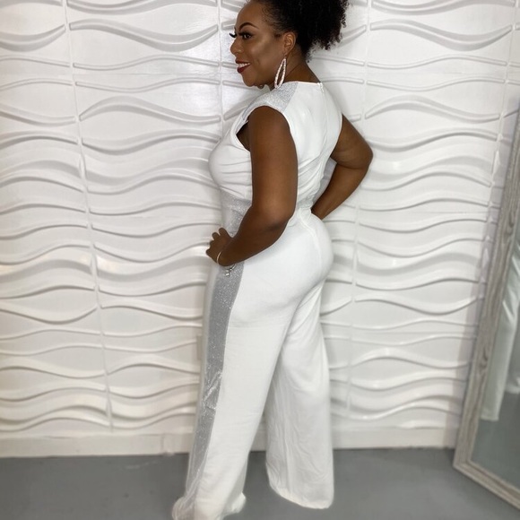 Tux Jumpsuit White - Picture 3 of 3